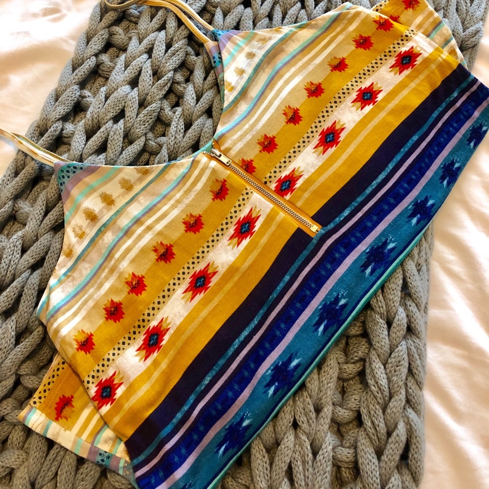 Tribal print zipper tank